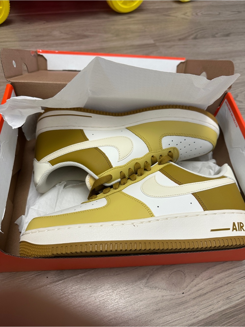 Men's Low-Top Sneakers in Mustard and White